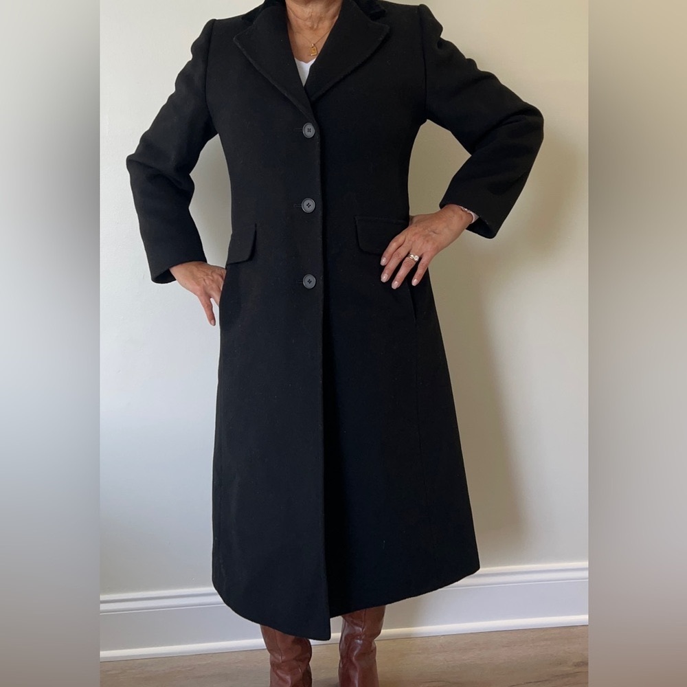 Albert Nipon Black 1 Petite 100% Wool Coat